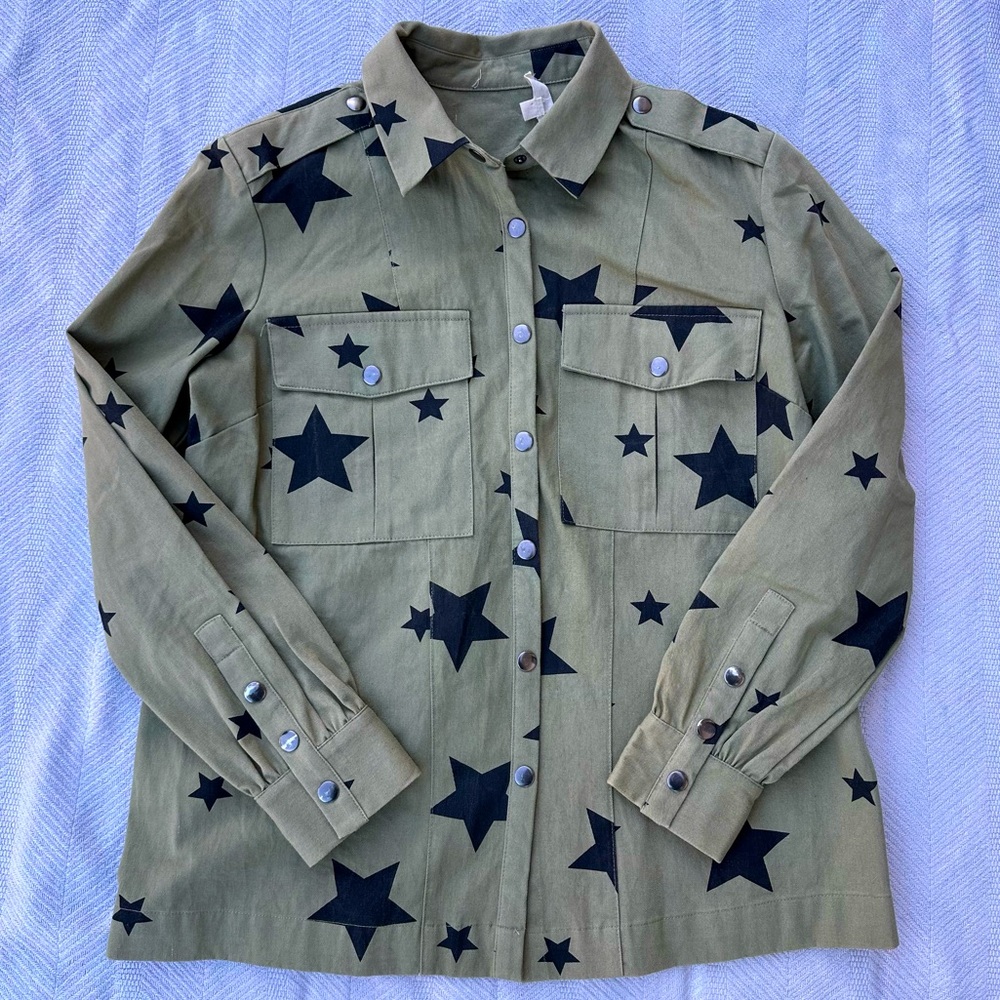 Promesa star button up military shirt jacket